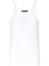 Dolce & Gabbana Classic Fit Cotton Blend Tank Top With Ribbed Texture In White