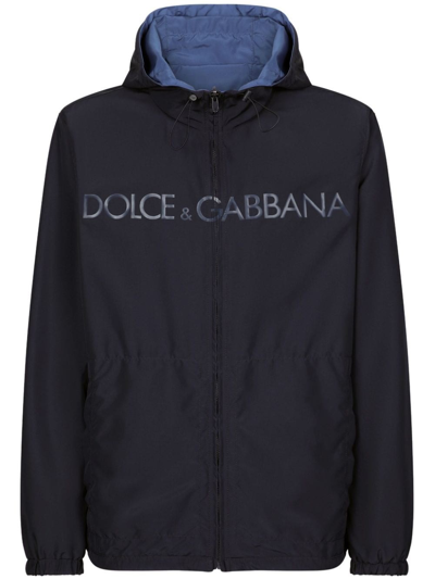 Dolce & Gabbana Logo-print Reversible Parka In Blue