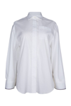 Brunello Cucinelli Contrast-border Poplin Shirt In Bianco