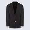 Attico Glen Pinstriped Wool Blazer In Blue/light Blue