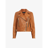 Allsaints Beale Slim Fit Leather Biker Jacket In Cognac Brown