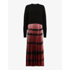 Allsaints Curtis 2-in-1 Ombre Tie Dye Midi Dress In Black/red