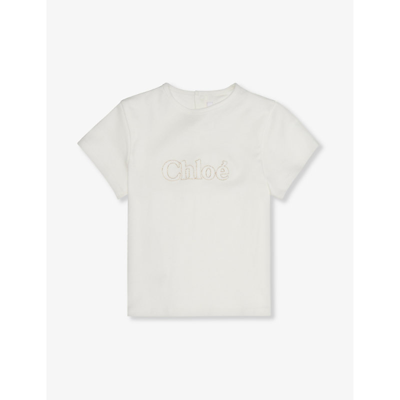 Chloé Babies' Chloe Offwhite Logo-print Organic Cotton-jersey T-shirt 18 Months-2 Years