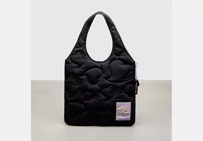 Coach Outlet Coachtopia Loop Quilted Heart Flat Tote In Black