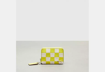 Coach Outlet Zip Around Wallet In Checkerboard Upcrafted Leather In Yellow