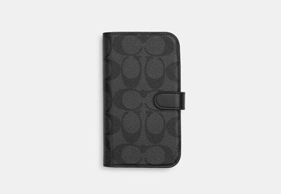 Coach Outlet Iphone 15 Folio In Signature Canvas In Grey