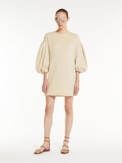 Max Mara Cotton Jersey Mini Dress W/ Drawstring In Beige