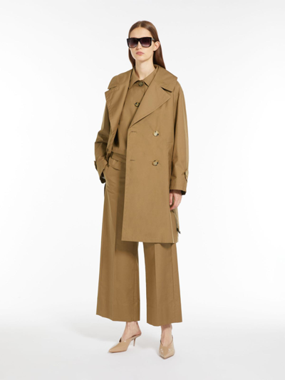 Max Mara Oversized Trench Coat In Water-resistant Cotton Twill In Caramel