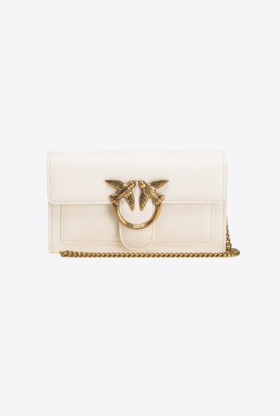 Pinko Portafoglio Love Bag One Wallet Simply In Bianco+banco-antique Gold