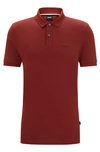 Hugo Boss Cotton Polo Shirt With Embroidered Logo In Red