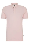 Hugo Boss Cotton Polo Shirt With Embroidered Logo In Pink