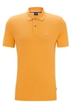 Hugo Boss Cotton Polo Shirt With Embroidered Logo In Yellow