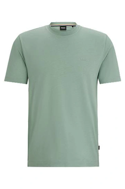 Hugo Boss Cotton-jersey T-shirt With Rubber-print Logo In Green