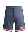 Hugo Boss Cotton-terry Shorts With Varsity-style Logo In Open Blue