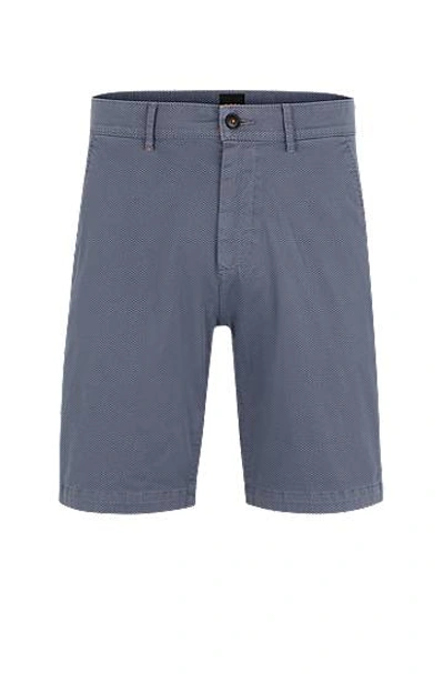 Hugo Boss Slim-fit Shorts In Stretch-cotton Twill In Blue
