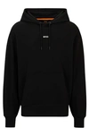 Hugo Boss Cotton-terry Hoodie With Contrast Logo In Black