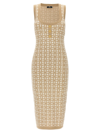 ELISABETTA FRANCHI ELISABETTA FRANCHI MONOGRAM JACQUARD SLEEVELESS KNIT MIDI DRESS