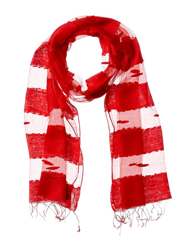 Blue Pacific Hand-woven Silk-blend Scarf In Red