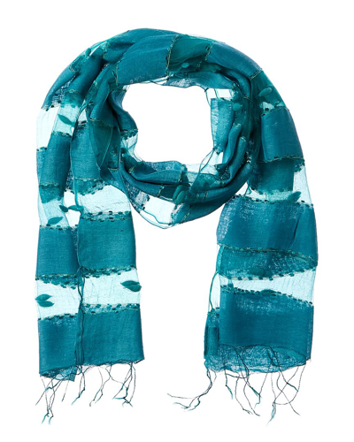 BLUE PACIFIC BLUE PACIFIC HAND-WOVEN SILK-BLEND SCARF