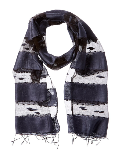 Blue Pacific Hand-woven Silk-blend Scarf In Grey