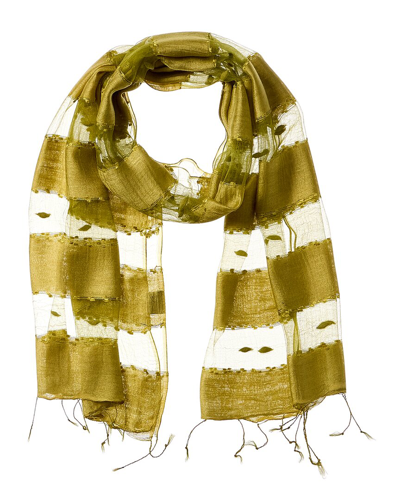 Blue Pacific Hand-woven Silk-blend Scarf In Yellow