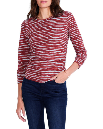 Nic + Zoe Abstract Stripe Scoop Neck Top In Red Multi