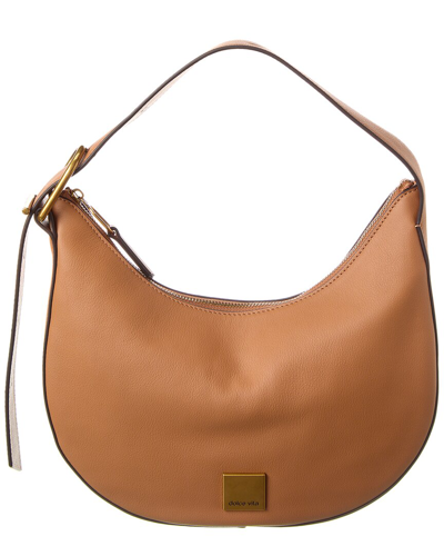 Dolce Vita Adjustable Leather Shoulder Hobo Bag In Brown