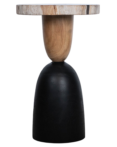 Sagebrook Home Petrified Wood 20in Accent Table In Black
