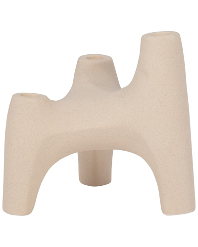 Sagebrook Home 9in Stoneware 3-taper Candle Holder In Ivory