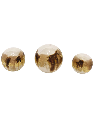Sagebrook Home Set Of 3 Galaxy Orbs In White