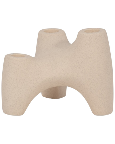 Sagebrook Home 6in Stoneware 3-taper Candle Holder In Ivory