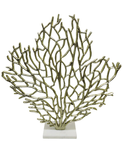 Sagebrook Home 21in Metal Coral On Marble Base In Gold