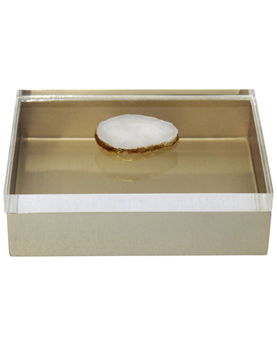 Sagebrook Home 7x5 Metal Lidded Box With Agate Knob In Multicolor