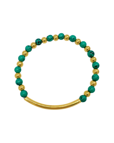 Adornia 14k Plated Stretch Bracelet In Gold/turquoise
