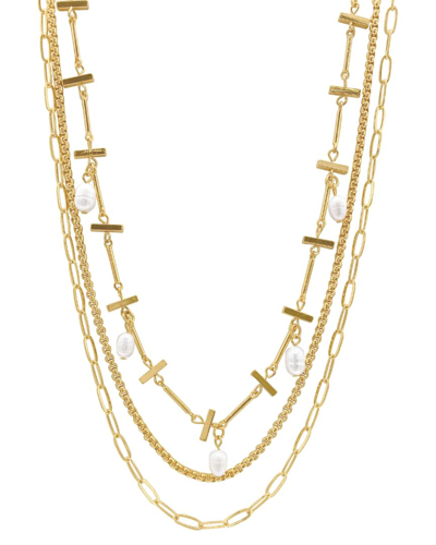 Adornia 14k Plated 10mm Pearl Chain Necklace Set In Gold