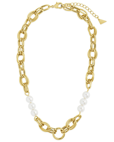 Sterling Forever 14k Plated 9mm Pearl Ivanna Necklace In Gold