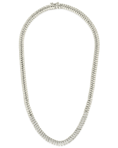 Sterling Forever Rhodium Plated Cz Arabella Chain Necklace In Metallic