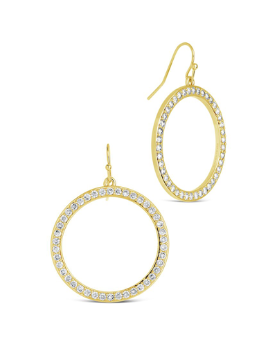 Sterling Forever 14k Plated Cz Della Dangle Earrings In Gold