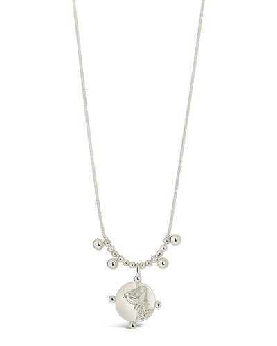 Sterling Forever Rhodium Plated Fleur Necklace In Metallic