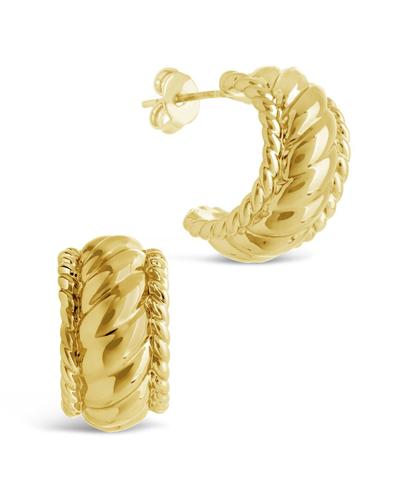 Sterling Forever 14k Plated Kalina Quilted Huggie Hoops In Gold
