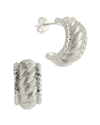 Sterling Forever Rhodium Plated Kalina Quilted Huggie Hoops