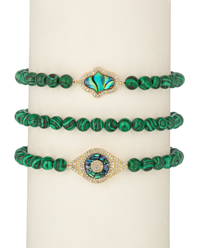 Eye Candy La The Luxe Collection Malachite Cz Joy Stretch Bracelet Set