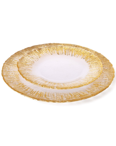 Alice Pazkus Set Of Four 8in Round Plates With Flashy Gold Design