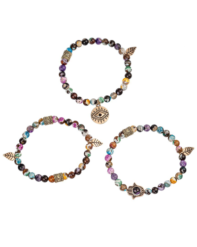 Eye Candy La Agate Nora Agate 3pc Bracelet Set