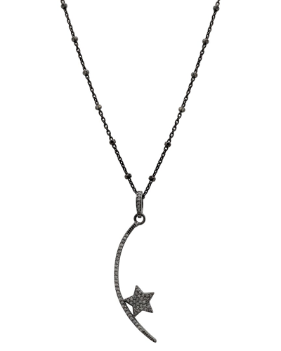 Adornia Fine Jewelry Silver 0.30 Ct. Tw. Diamond Moon & Star Pendant Necklace