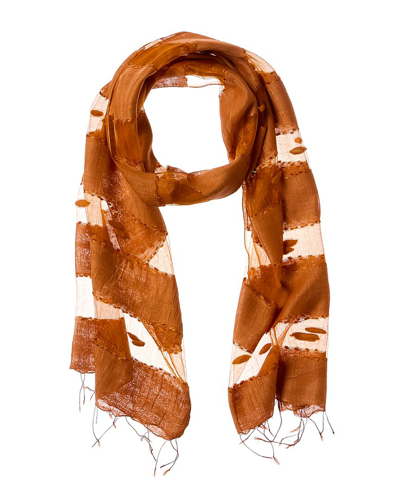 Blue Pacific Hand-woven Silk-blend Scarf In Orange