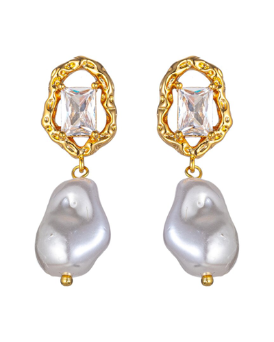 Eye Candy La Pearl Cz Alice Golden Drop Earrings