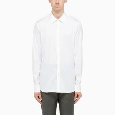 Prada Long Sleeved Button Up Shirt In Bianco