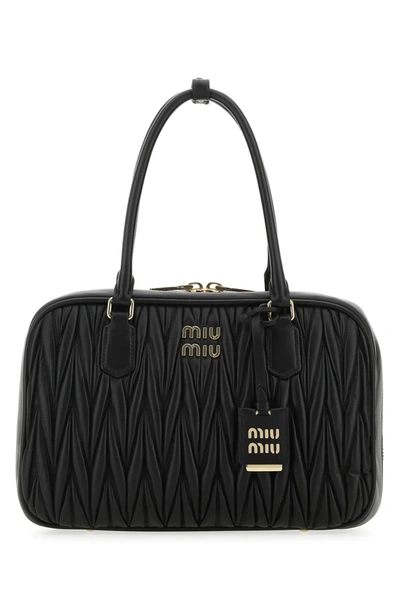 Miu Miu Black Nappa Leather Handbag In Nero