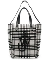 Jw Anderson Belt Plaid-check Virgin-wool Tote Bag In Grey